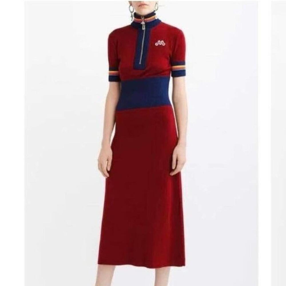 Marina Moscone Ribbed Knit Cycling Dress With Exposed Zipper Size Medium